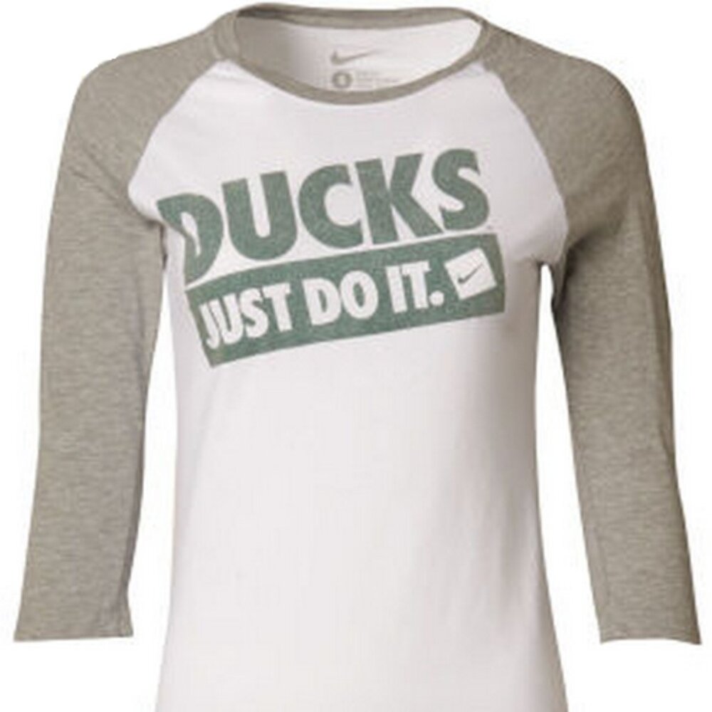 Women's Nike Oregon Ducks Just Do It 3/4 Sleeve Raglan Top soccer football shirt